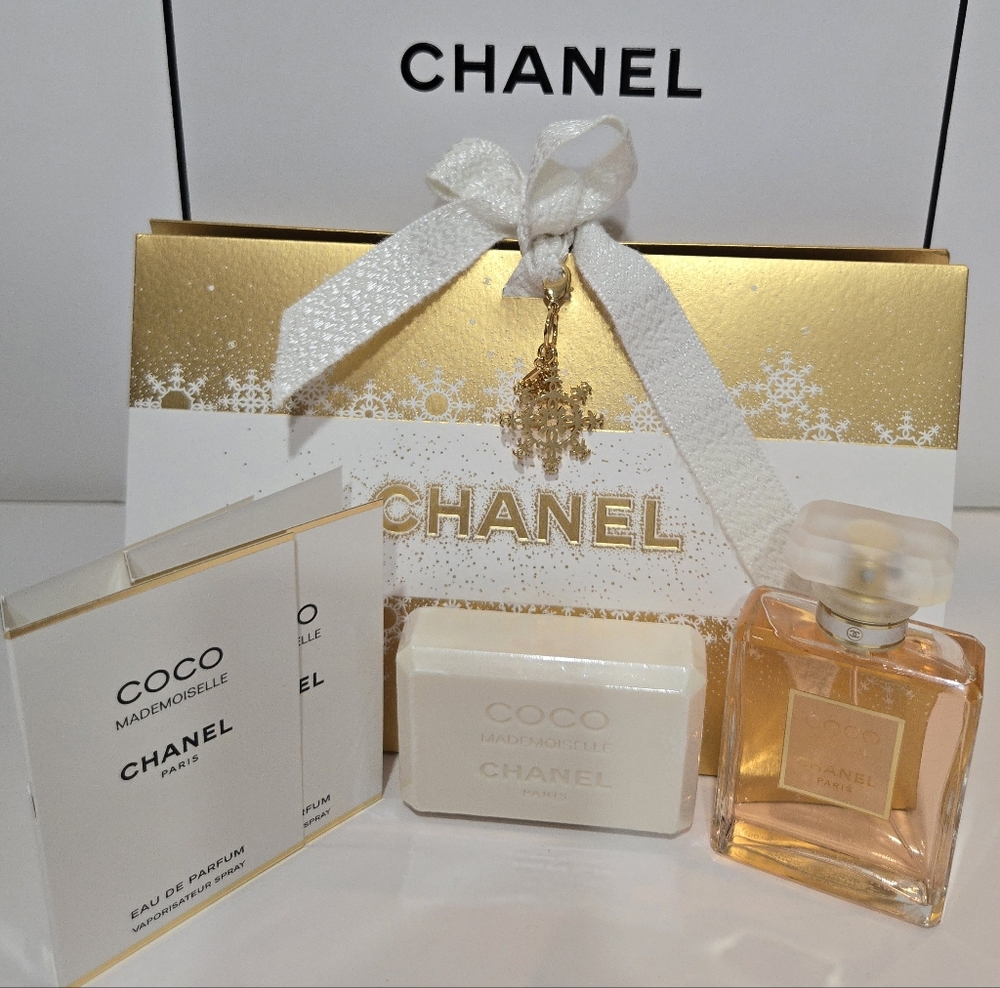 CHANEL COCO MADEMOISELLE BUNDLE:EDP 1.7 OZ and SOAP 3.6Oz with Bonus,Charm, Box.